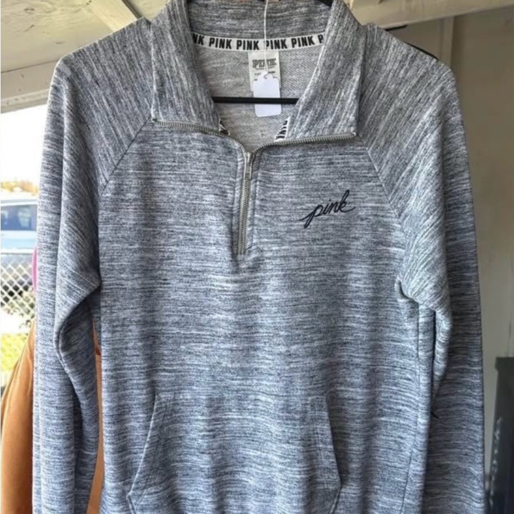Gray PINK Victoria Secret Quarter Zip